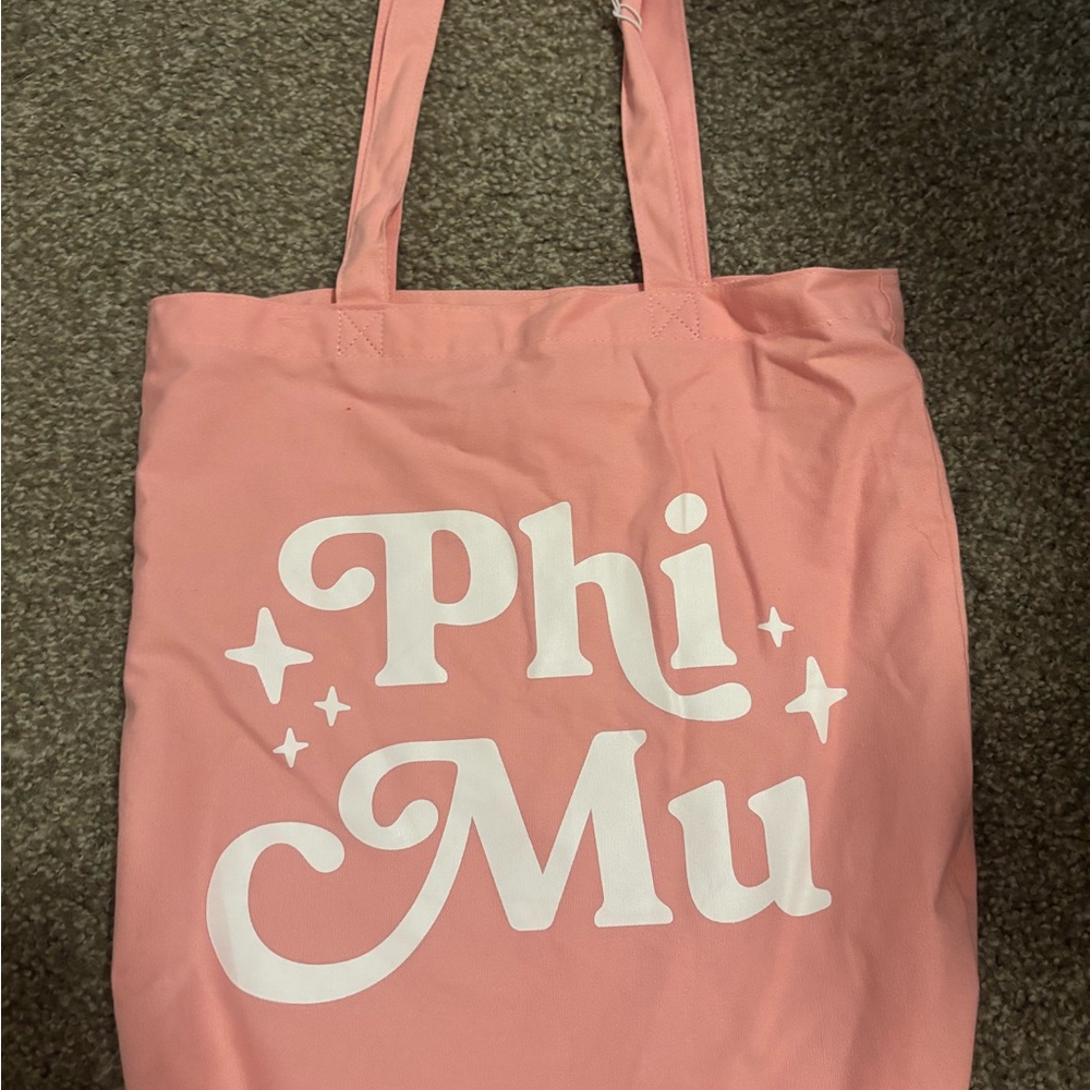 Pink Phi Mu Tote Bag